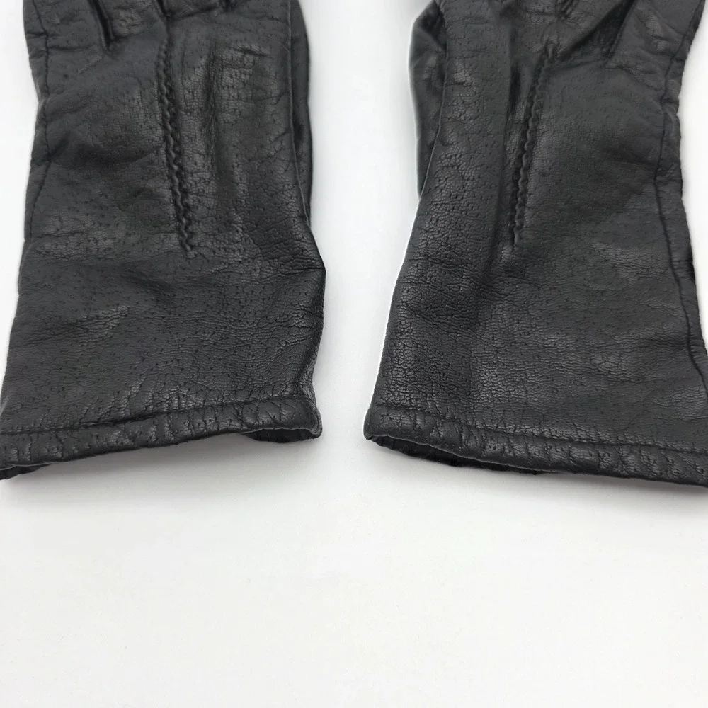 Fownes Vintage Leather Driving Gloves Women 7‎ Black Pebbled Classic Old Money